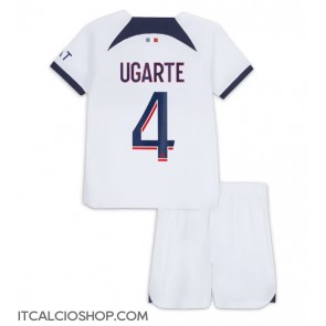 Paris Saint-Germain Manuel Ugarte #4 Seconda Maglia Bambino 2023-24 Manica Corta (+ Pantaloni corti)